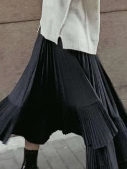 LANMREM Patchwork Fold Skirt For Women High Waist Solid Color Irregular Skirts Casual Female Clothing 2025 Spring New 2YA3242