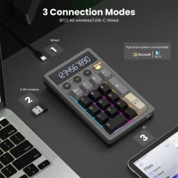 RK ROYAL KLUDGE M20 2.4 Wireless Numeric Keyboard 17 Keys PBT Keycaps RGB Gasket Knob Bluetooth Calculator Keypad Hot-Swappable