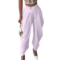 2026 Trend Mid Waist Women's Cargo Harem Sweat Pants with Ruched Design Casual Street Style Trousers Office Ladies Work Trousers