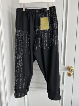 TOP-YAMAMOTO original design dictionary discharge print casual pants with dark wool catwalk style