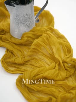 Pleated Table Runner Semi-Sheer Gauze Sage Cheesecloth Table Dining Vintage Wedding Party Bridal Christmas Decoration