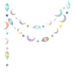 Iridescent Star Moon Circle Garland Ramadan EID Mubarak Birthday Party Decorations Hanging Crescent Twinkle Little Star Streamer