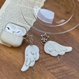 INS Style Retro Fabric Star Chain Wing Pendant Keychain Y2K Angel Mobile Phone Chain Bags Ornament Decoration Accessories Gifts