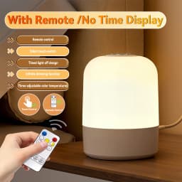 LED Touch Bedside Night Light Remote Control Stepless Dimming 3 Color Modes Timer Digital Clock Table Lamp for Home Bedroom Dorm