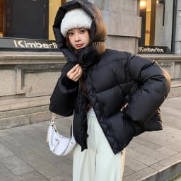 2026 New Women's Winter Short Hooded Puffer Jacket Korean Loose Thick Padded Jackets Female Lightweight Warm Solid Padded Parkas