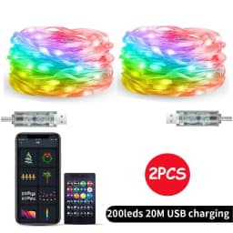 Smart Fairy RGB String Light USB 10M/33FT Waterproof String Light with App Control, Sync to Voice & Music Valentine's Day Decor