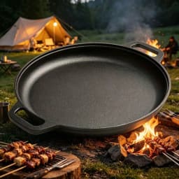 Pre-Seasoned Cast Iron Skillet Pizza Pan, Heavy Duty Round Cast Iron Griddle for Frying, Searing, Baking & Grilling, Versatile Cookware for Stovetop, Oven, Indoor Kitchen, Camping & Outdoor Cooking