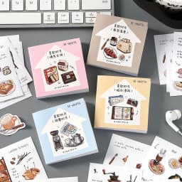 50sheets/book Retro Ins Soft Time Die Cutting Mini Sticker Notebook Journal Photocard Sticker DIY Material Aesthetic Stationery