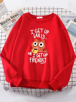 I Get Up Are Lazy Cute Cat Women Hoodies Harajuku Crewneck Hoodie Fashion Oversize Hoody Casual Comfortable Female Tracksuit