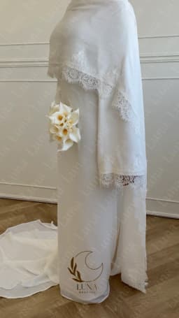 Luna Customized Long Sleeves Muslim Wedding Dresses with Lace Cape Sleeves Court Train Bridal Gown 2026 New Evening Gown
