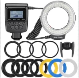 RF-550D 48 Macro LED Ring Flash Light With 8 Adapter Ring For Nikon Canon Pentax Olympus Panasonic DSLR Camera aro de luz Kits