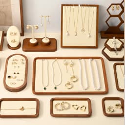 WoodTen Solid Wood Jewelry Tray Retro Ring Earring Display Necklace Bracelet Watch Jewelry Tray Stackable Jewelry Organizer Tray