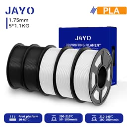 JAYO 3D PETG/PLA/PLA+ Filament 1.75mm +/-0.02mm PLA Filament 5 Rolls For Bambu FDM 3D Printer Neatly Wound 3D Printing Material