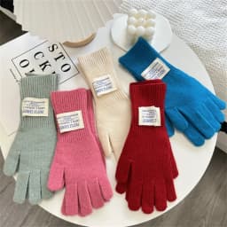 Women's Pure Color Knitted Woolen Gloves Winter Windbreaks Student Riding Split Finger Thick Warm Gloves Couple Christmas Gifts