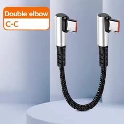 6A 0.25 0.5M Short Cable 90 Degree Elbow USB A Type C to Type C Cable Fast Charging Data Cord Power Bank Wire For iPhone 15 IPad