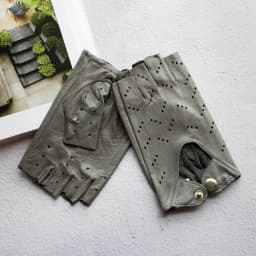 Leather Half-Finger Gloves Women's Fashion Thin Section Hollow Short Summer Outdoor Sports Cycling Car Driving