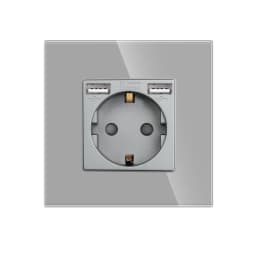 Bingoelec Power Socket,16A EU Standard Electrical Outlet 86mm*86mm White Crystal Glass Panel Wall Socket