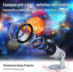 Galaxy Projector Astronomical Telescope Starry Sky Night Light 360°Rotate Rechargeable Table Lamp For Children Room Decor