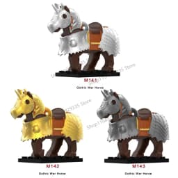 Medieval Military Castle Black Hawk Knight Building Blocks Gothic Cavalry Armor Shield Axe Soldier Figure Accessories Bricks Toy