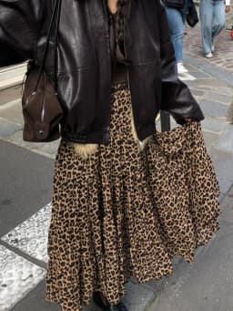 Retro High Waist Slim Fit Leopard Print Long Skirt Women's Fashionable Swing Half Body Skirt Commute Style Autumn Winter