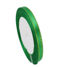 (25 Yards/roll) 6mm Gold Edged Single Face Satin Ribbon Wholesale Gift Packing Christmas Decoration Manual DIY Ribbons Fabric
