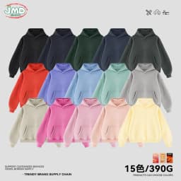 JMD Retro Winter 390gsm Washed Fleece Solid Hoodie For Man Unisex Boxyfit Distressed Soft Warm Hooded Pullovers Coat QH0161