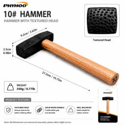 PHYHOO Professional Metal Texture Hammer for Jewelry Making Premium High Carbon Steel Texturing Craftsmith Tool with Wood Handle