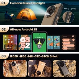 Ulefone Armor X16 Pro 10360mAh Glare Flashlight 5G Rugged Phone Smartphone Android 15 Up to 16GB+256GB 64MP Main Cam 6.56" 120Hz