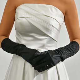 1 Pair Women's Evening Party Mittens 38cm Long Black/White Satin Finger Gloves1920s the Great Gatsby Flapper Opera Party Gloves