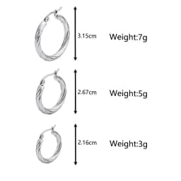 3pair/set Simple Twist Circle Round Hoop Earrings for Women Waterproof Stainless Steel Huggie Ear Buckle Statement Jewelry 2026