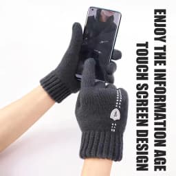 New Men's Warm Gloves for Winter Touch Screen Plus Velvet Thickened Cold-Proof and Warm Wool Knitted Gloves