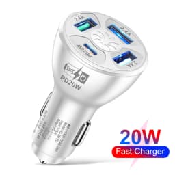 MZX 60W Smart Car Charger PD Type C Quick Dual USB A Fast Charging 12V 12 V Volt Cigar Lighter Ultra QC Charge Mobile Cell Phone