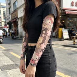 A Pair Hello Kitty Ultra-Thin Seamless Ice Sleeve Tattoo Design SunscreenUV ProtectionCuff Unisex Material Resistant Accessories