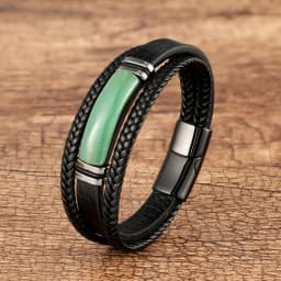 Natural Tiger Eye Stone Charm Bracelet Multilayer Braided Leather Rope Men's Bracelet Bangles Stainless Steel Jewelry Accessory