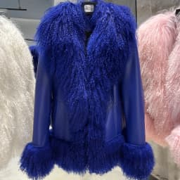 YOLOAgain Real Mongolia Sheep Fur Collar Real Leather Jacket Coat Women