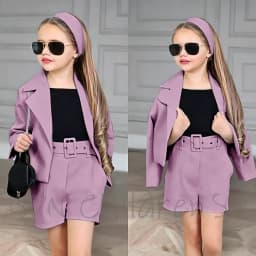 Customized Girl Outfit Solid Yellow Notch Lapel Girl Suits High Quality Party Birthday Children Clothing(Jacket+Short Pants)