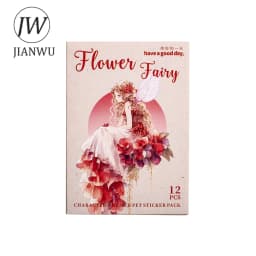 JIANWU Vintage Flower Elf Character Landscape Material Collage Scrapbooking PET Sticker Creative DIY Journal Stationery
