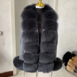 Women's Real Fox Fur Cardigan Jacket Spring and Autumn with Knitted Sweaters and Real Fox Fur Collar Women Raccoon Fur Cardigan
