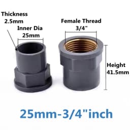 1-3Pcs 20~32mm To 1/2~1 Inch Grey PVC Copper Female Thread Pipe Socket Straight Garden Irrigation Water Supply Tube Joints