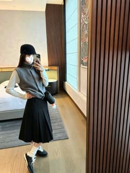 Slimming Pleated Skirt Suit for Women Spring Summer High Waist A-Line Skirt Five-Quarter Length Belly Covering Pear Shape