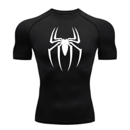 2024Men's Spider Print Compression Shirt, Quick Dry T-Shirt, Gym Running Jersey, Breathable Short Sleeve, Spring, Summer, M-3XL