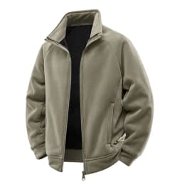 Men's Stand up Collar Fleece Jacket Thick Casual Wear Coat for Autumn Winter Comfortable Warm Stand up Collar Fleece Jacket