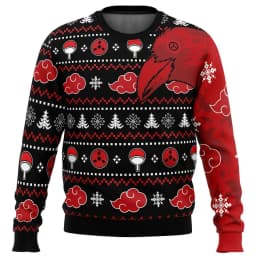 Naruto Akatsuki Uchiha Itachi 2026 New Christmas Style Anime Movie Crew Ugly Christmas Hoodie Cosplay Costume Men's and Women's
