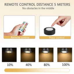 3/6Pcs Black Round LED Under Cabinet Closet Light Furniture Dimmable Wardrobe Lamp CCT WWCW 3000K 4000K 6500K Remote Control
