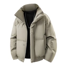 Winter Men Shiny Glossy Stand Collar Thick Padded Leather Cotton Coat Teenagers Warm Cold Proof Casual Street Male Daily Outer