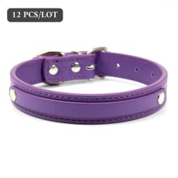 12 PCS Wholesale Plain PU Leather DIY Name ID Dog Collar Custom Letters Charms Puppy Cat Neck Strap Collars for Small Medium Dog