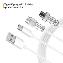 Type C USB Aviator Coiling Cable for Gaming Desktop Mechanical Keyboard with Durable Spring Design for Data Power Transfer
