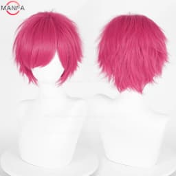 Anime 30cm Short Straight Cosplay Wig Black White Green Brown Purple Blue Gray Red Gold Man Women Heat Resistant Synthetic Hair