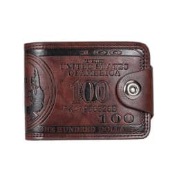 Vintage 100 Dollar Pattern Men Wallet PU Leather Short Bifold Purse Multi Card Holder Hasp Coin Bag For Men