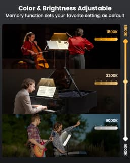 Glocusent Foldable Long-Lasting Clip on Dimmable Brightness Adjustable Led Music Stand Light Piano Musical Sheet Lamp